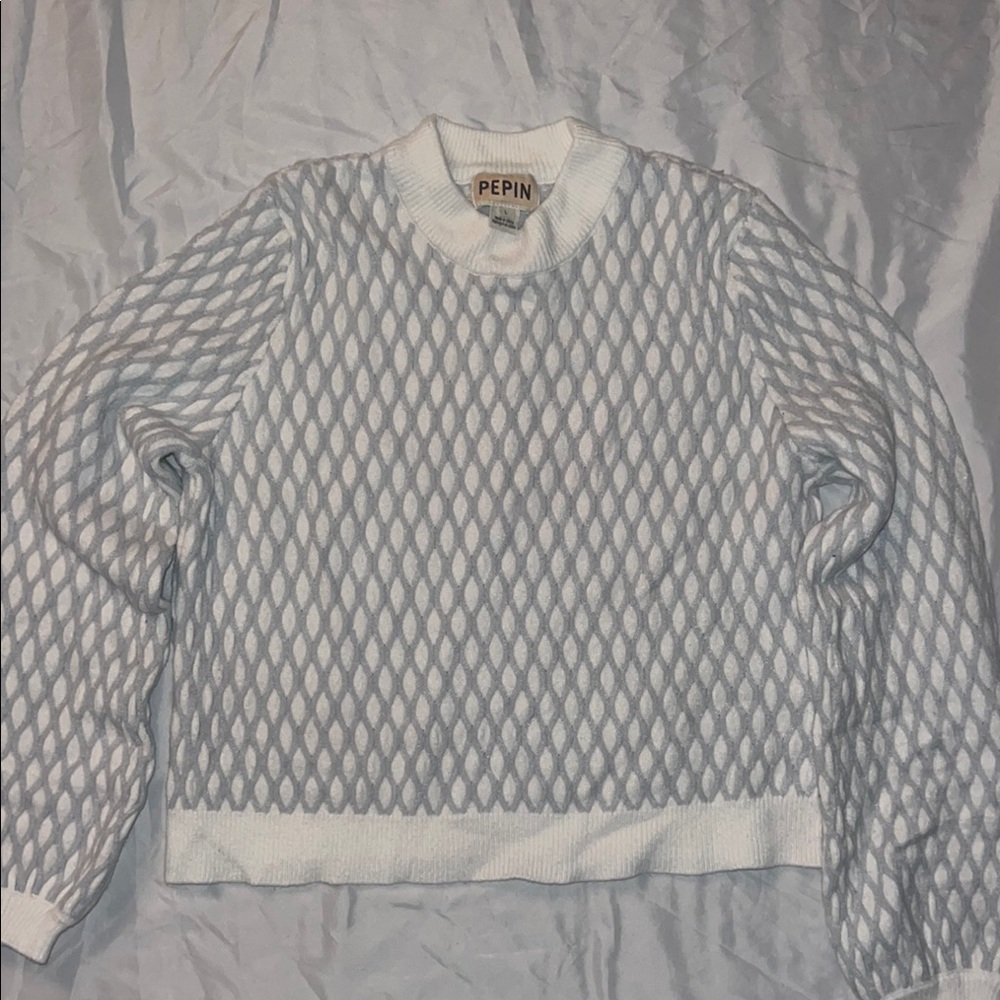 Pepin Blue and White Textured Sweater